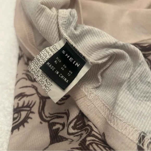 Cream & Brown Sleeveless Graphic Crop Tank - Picture 4 of 5